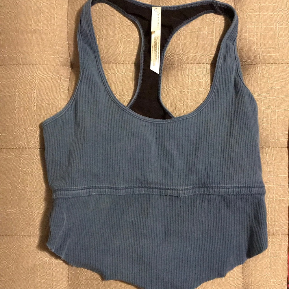 free people movement crop racerback cutout raw hem